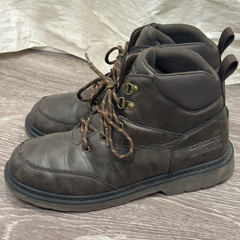 Skechers Skech-Tex‎ Waterproof Boots Brown Ankle Hiking Workwear Utility M6 W7.5